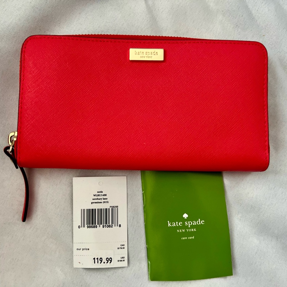 Kate Spade Vibrant Red Zip Wallet